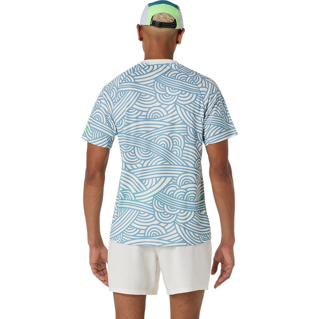 Padel Court All Over Print Ss Top - Cream/Saba Blue