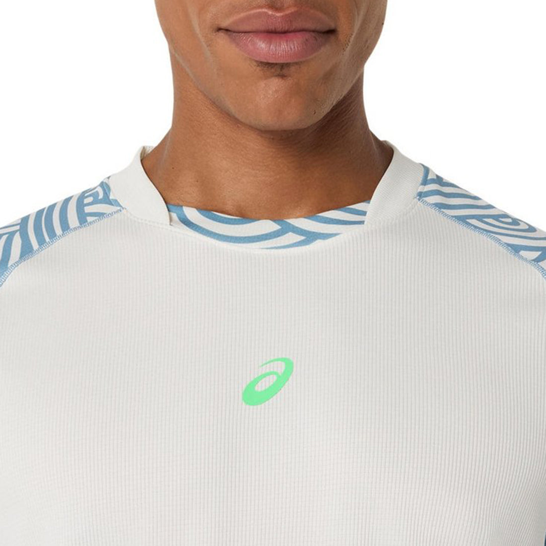 Padel Court All Over Print Ss Top - Cream/Saba Blue