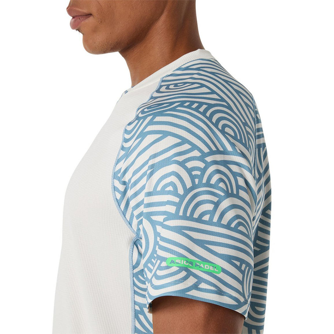 Padel Court All Over Print Ss Top - Cream/Saba Blue