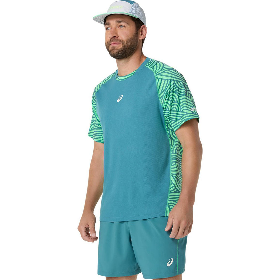Padel Court All Over Print Ss Top - Misty Pine/Vital Green