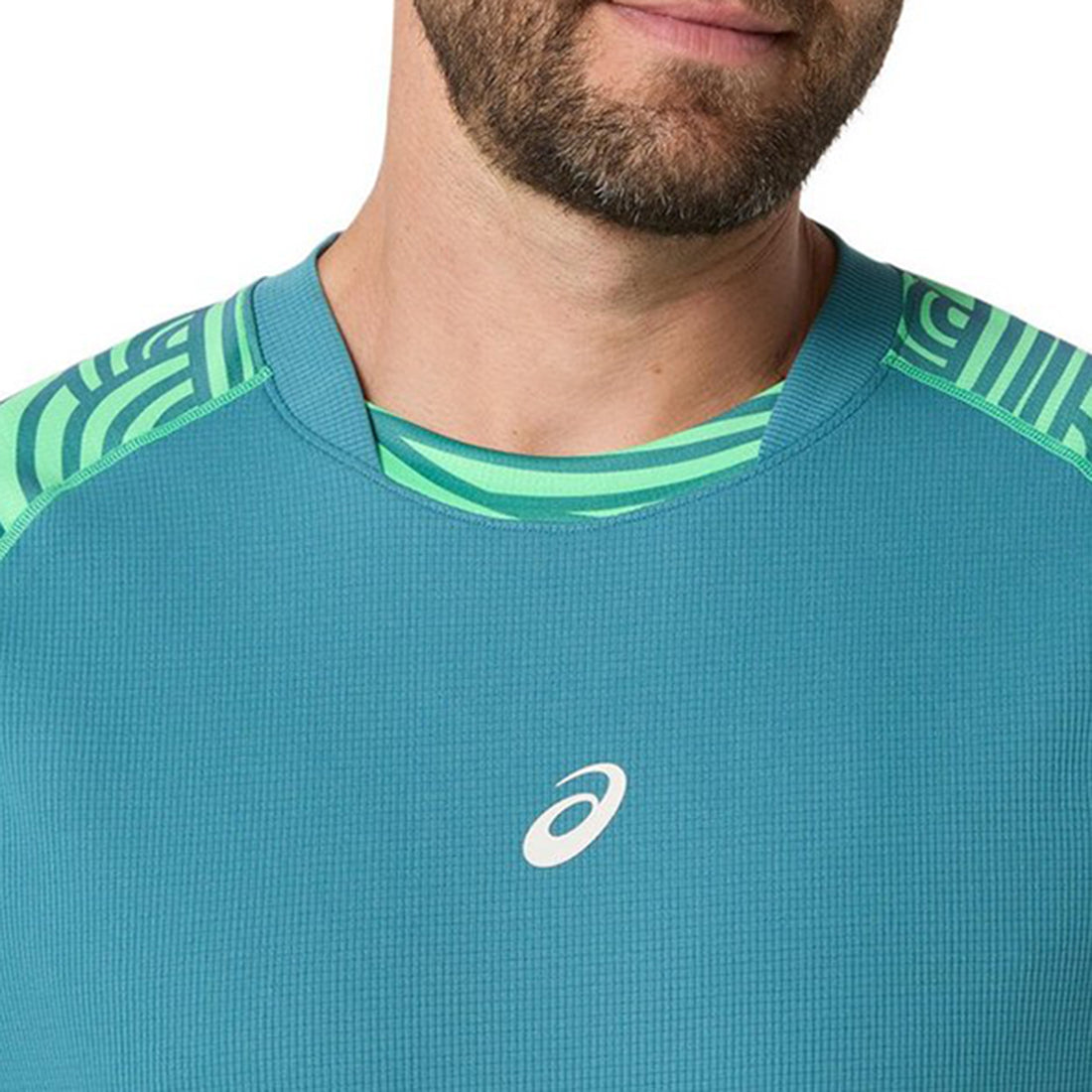 Padel Court All Over Print Ss Top - Misty Pine/Vital Green