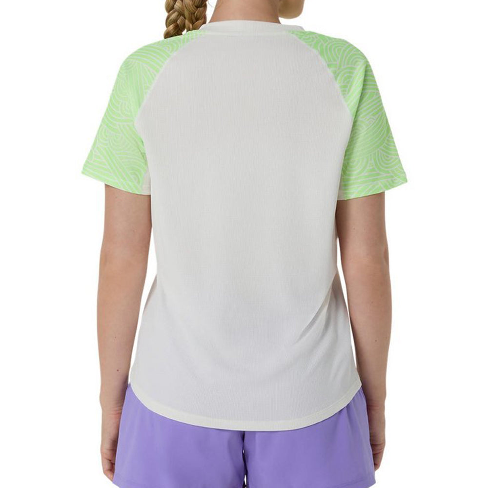 Padel Court All Over Print SS Top - Cream/Illuminate Green