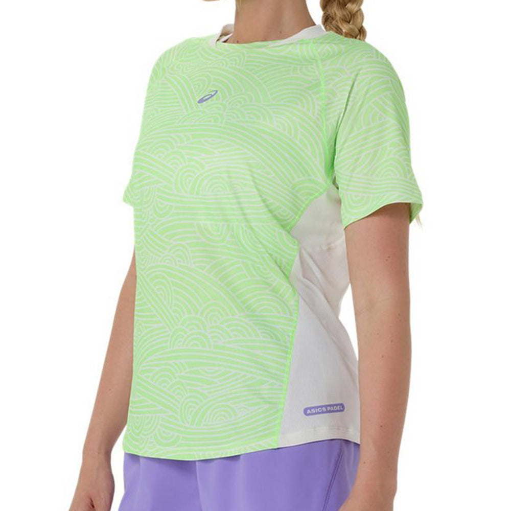 Padel Court All Over Print SS Top - Cream/Illuminate Green